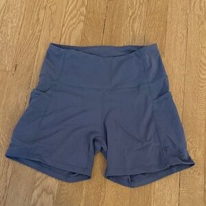 Women's Blue High-Waisted Biker Shorts